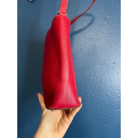Rare Y2K Kate Spade New York Boar Skin Red Leather Shoulder Made In Ital - Picture 10 of 15